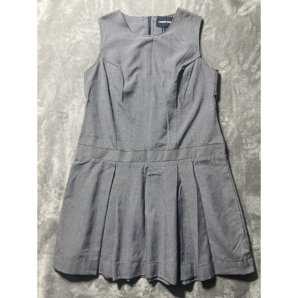 Lands' End School Uniform Jumper Dress Women’s Size 10 Black & White Checkered